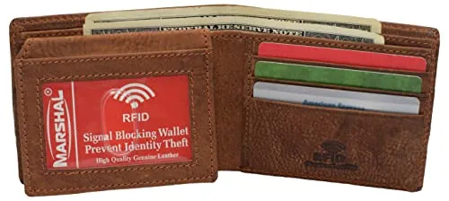 Skull Bone Men's RFID Blocking Real Leather Bifold Trifold Wallet