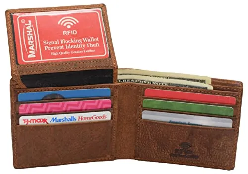 Skull Bone Men's RFID Blocking Real Leather Bifold Trifold Wallet