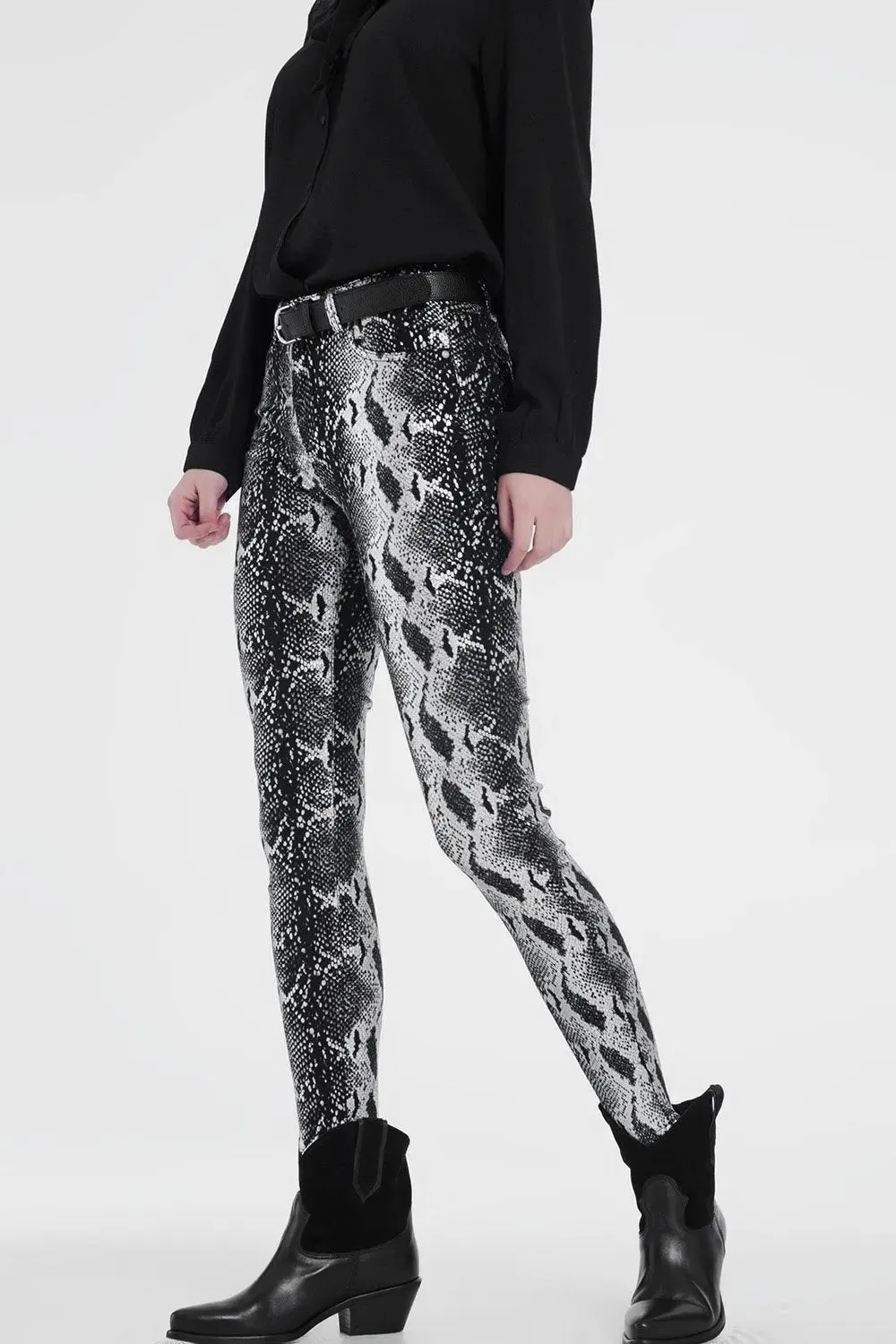 Sleek Shiny Black Stretchy Slim Fit Trousers
