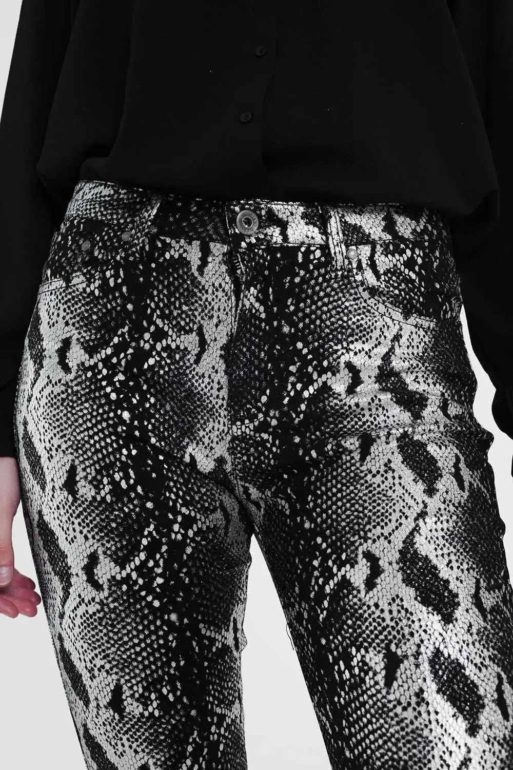 Sleek Shiny Black Stretchy Slim Fit Trousers