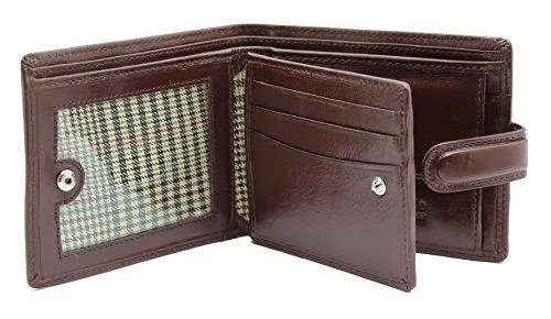 STARHIDE Gents RFID Blocking Smooth Genuine VT Leather Wallet With Coin Pocket and Id Window 1212 (Brown)
