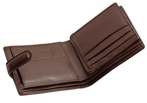 STARHIDE Gents RFID Blocking Smooth Genuine VT Leather Wallet With Coin Pocket and Id Window 1212 (Brown)
