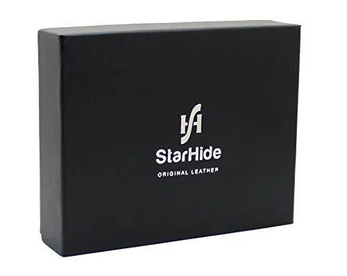 StarHide RFID Blocking Passcase Genuine Leather Handmade Wallet for Men Bifold Style Coin Wallet with 2 ID Holder 1105 Brown