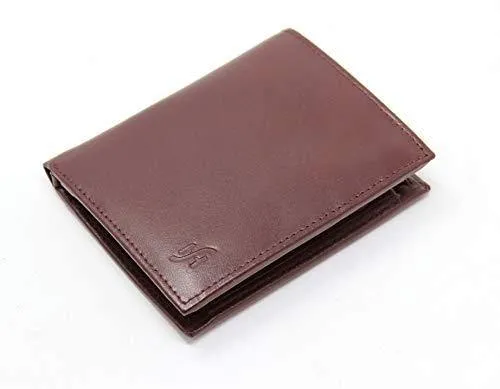 StarHide RFID Blocking Passcase Genuine Leather Handmade Wallet for Men Bifold Style Coin Wallet with 2 ID Holder 1105 Brown