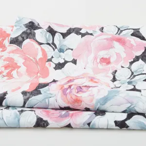 Sunny Delight Favorites - Cabbage Roses Charcoal 2 Yard Cut
