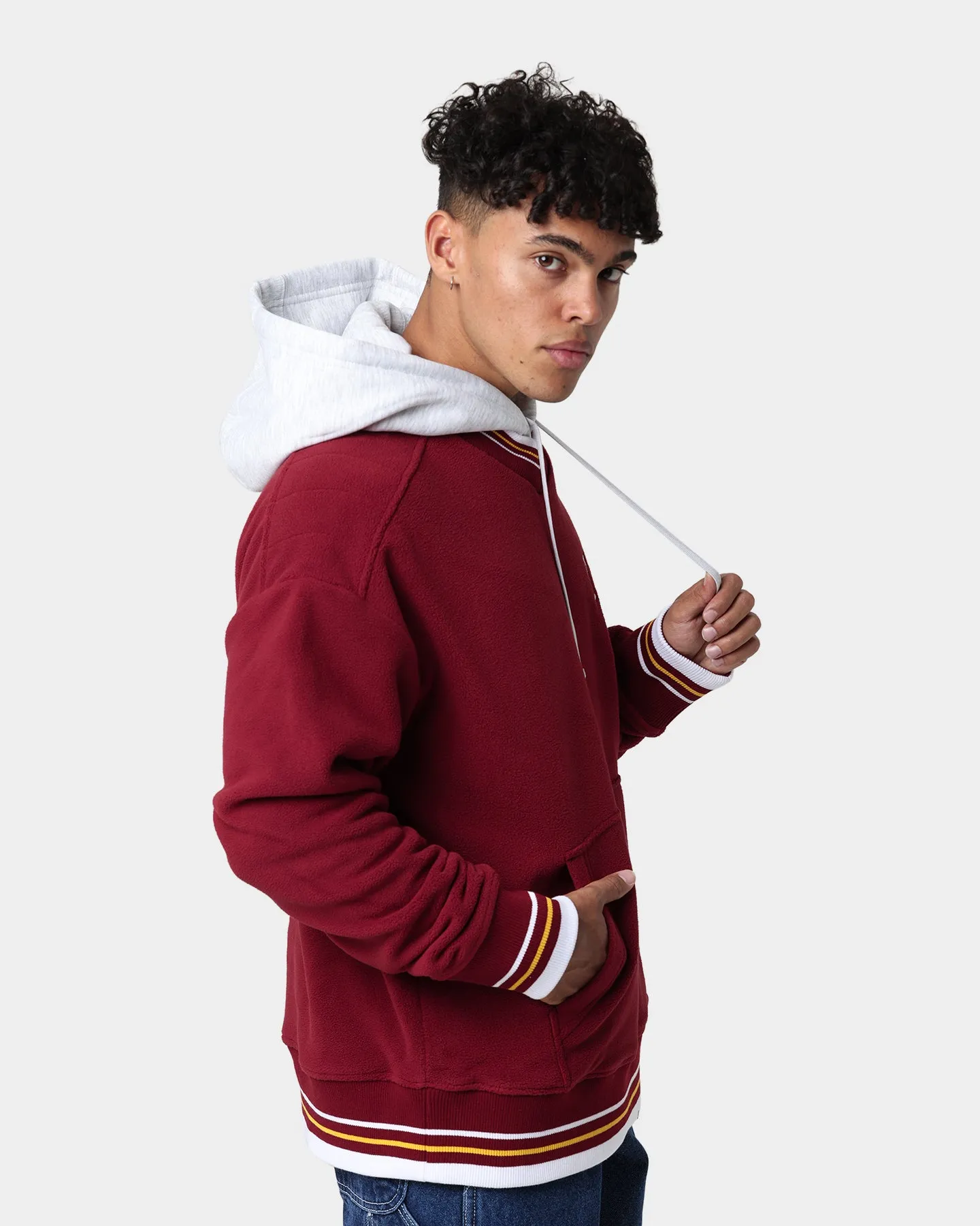 Tommy Jeans Polar Fleece V-Neck Hoodie Bing Cherry