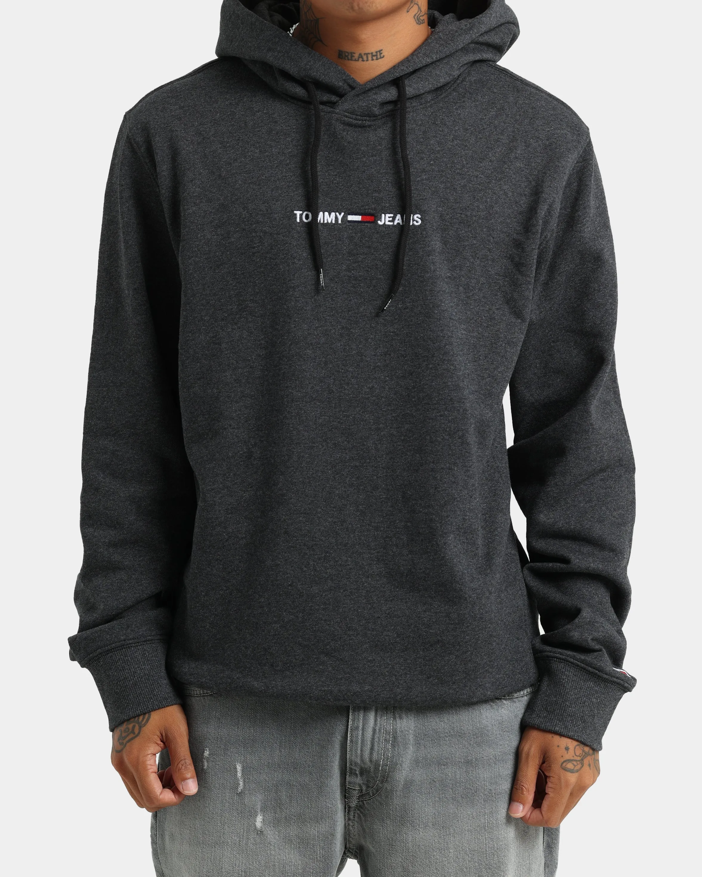 Tommy Jeans Straight Logo Hoodie Black