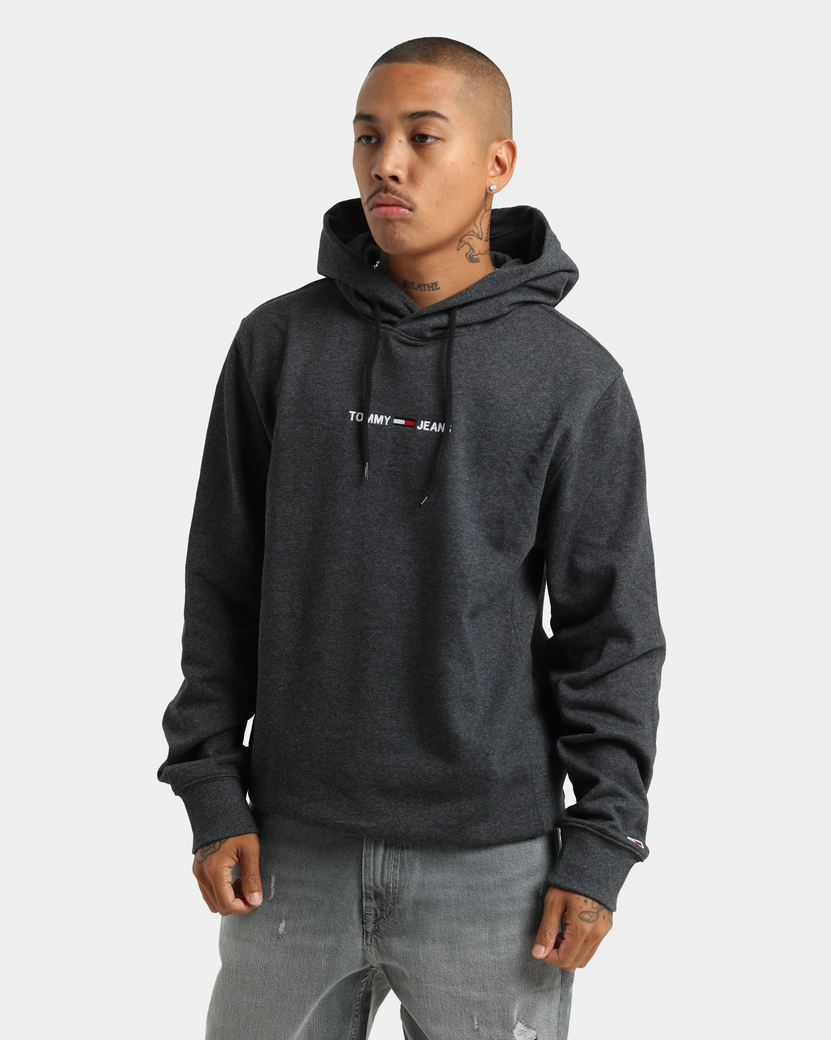 Tommy Jeans Straight Logo Hoodie Black