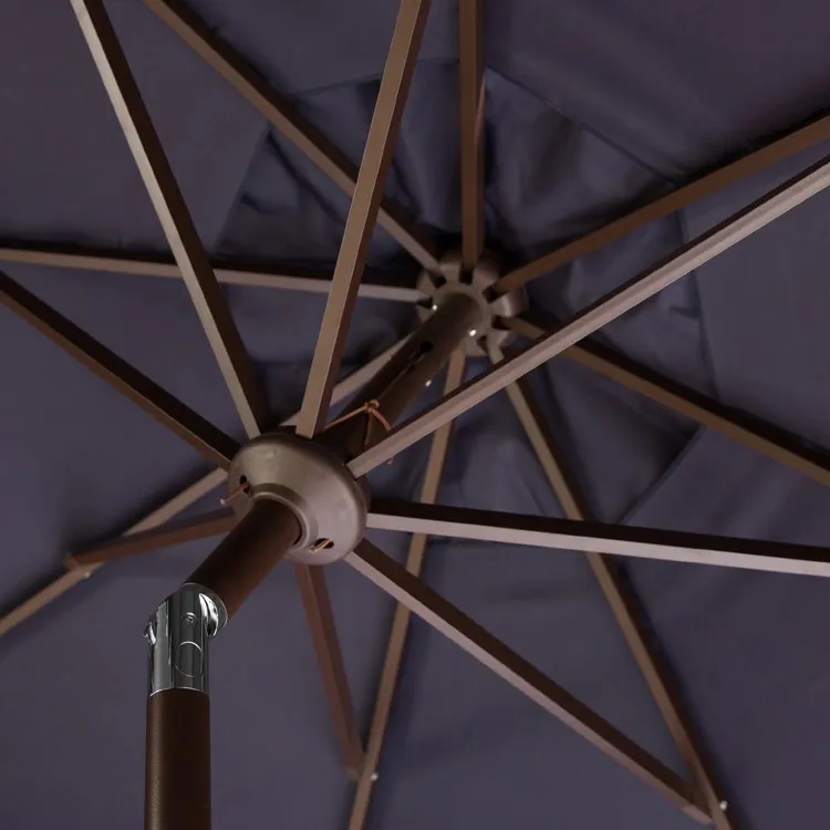 Venice Single Scallop 9 Ft Crank Outdoor Auto Tilt Umbrella - Navy/White