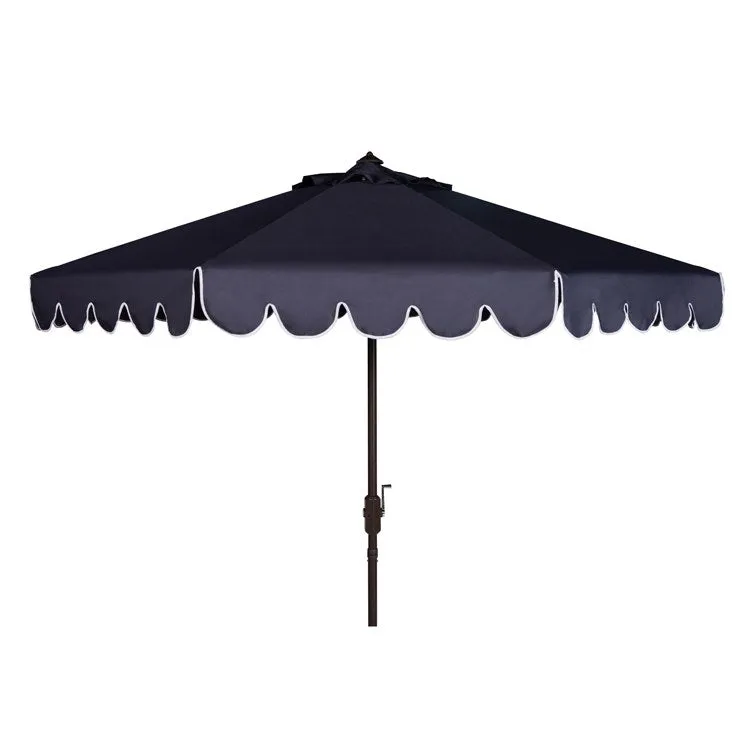 Venice Single Scallop 9 Ft Crank Outdoor Auto Tilt Umbrella - Navy/White