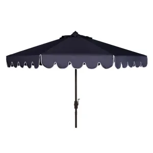 Venice Single Scallop 9 Ft Crank Outdoor Auto Tilt Umbrella - Navy/White